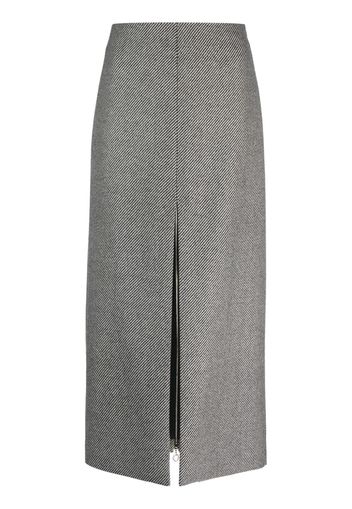 Patou stripe-pattern virgin wool midi skirt - Schwarz