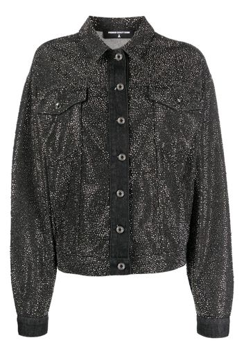 Patrizia Pepe crystal-embellished denim jacket - Schwarz