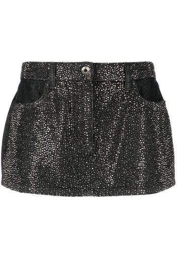 Patrizia Pepe crystal-embellished denim skirt - Schwarz