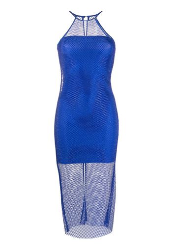 Patrizia Pepe Rhinestone-embellished mesh midi dress - Blau