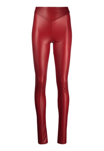 Patrizia Pepe skinny-fit coated leggings - Rot