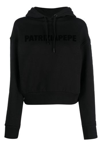 Patrizia Pepe logo-appliqué cotton hoodie - Schwarz