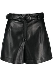 Patrizia Pepe Essential belted faux-leather shorts - Schwarz