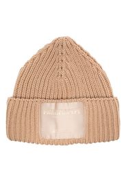 Patrizia Pepe Gerippte Beanie mit Logo-Patch - Nude