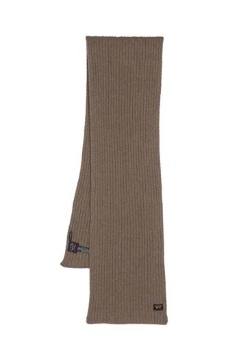 Paul & Shark logo-patch cashmere scarf - Braun