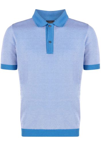 Paul & Shark logo-patch knitted polo shirt - Blau