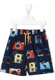 Paul Smith Junior vintage camera print swim shorts - Blau