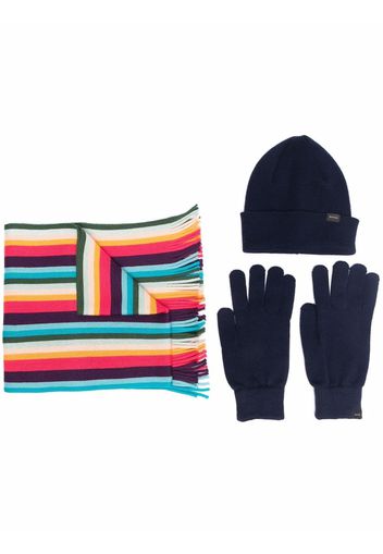 PAUL SMITH stripe-print beanie set - Blau