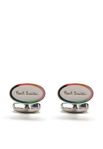 Paul Smith logo-engraved oval cufflinks - Silber