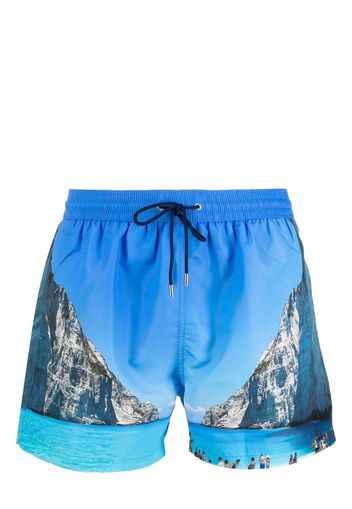 Paul Smith graphic-print swim shorts - Blau