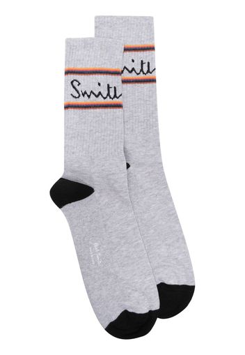 Paul Smith intarsia knit-logo socks - Grau