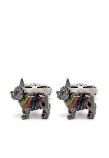 Paul Smith French Bulldog striped cufflinks - Silber