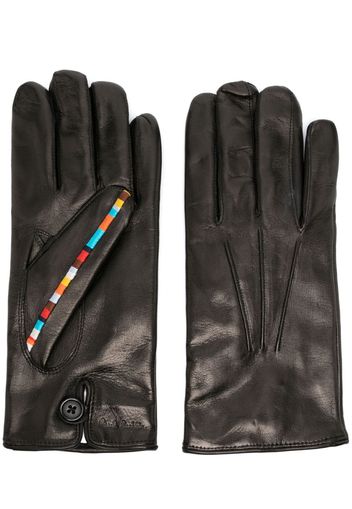 Paul Smith stripe-detail leather gloves - Schwarz