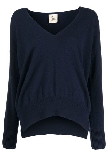 PAULA Kaschmirpullover mit V-Ausschnitt - Blau