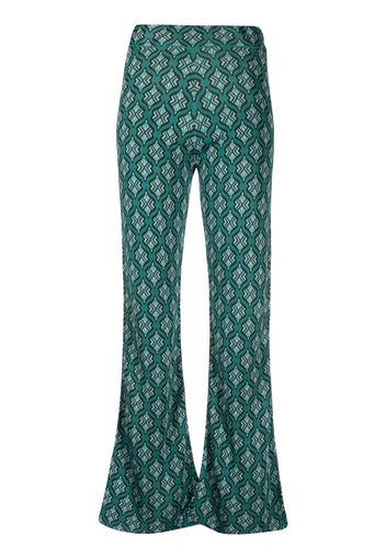 PAULA Moonstone flared jacquard trousers - Grün