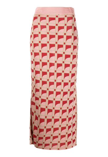 PAULA long jacquard pencil skirt - Rosa