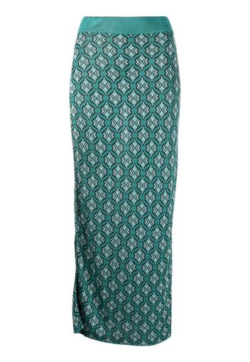 PAULA long jacquard pencil skirt - Grün