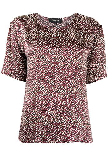 Paule Ka Reptile-print short-sleeve silk top - Rot