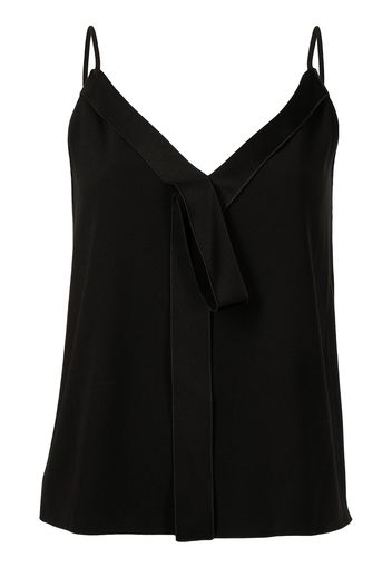 Paule Ka crepe-satin V-neck ribbon strappy top - Schwarz