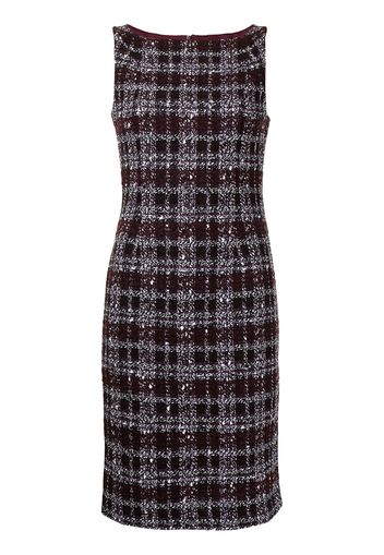 Paule Ka Tweed checked fitted midi dress - Violett