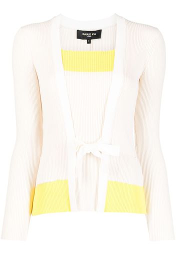 Paule Ka colour-block knit cardigan - Weiß