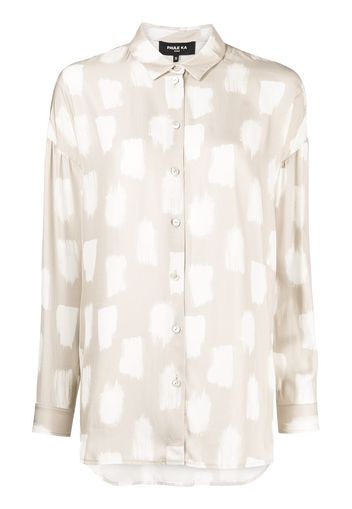 Paule Ka brush-stroke print long-sleeve shirt - Nude