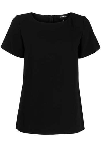 Paule Ka flared short-sleeves satin blouse - Schwarz