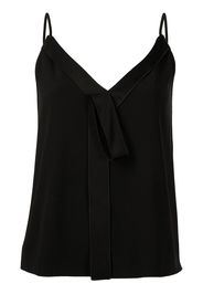 Paule Ka crepe-satin V-neck ribbon strappy top - Schwarz