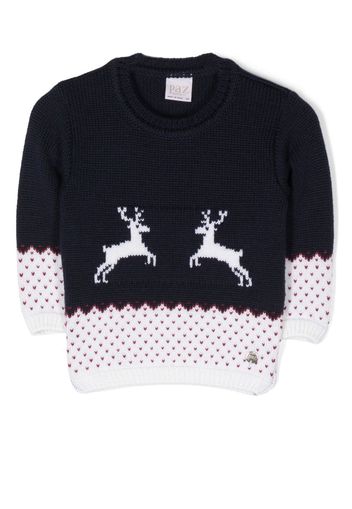 Paz Rodriguez reindeer-knit crew-neck jumper - Blau