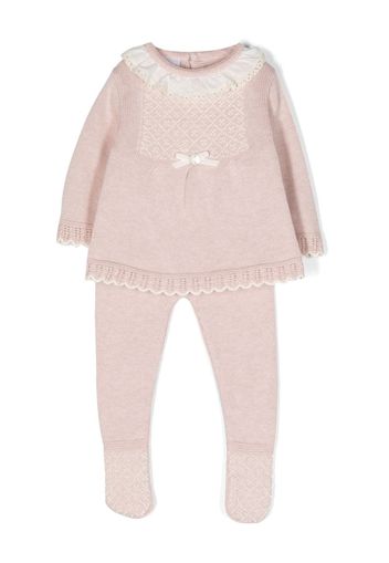 Paz Rodriguez fine-knit bib-collar romper - Rosa