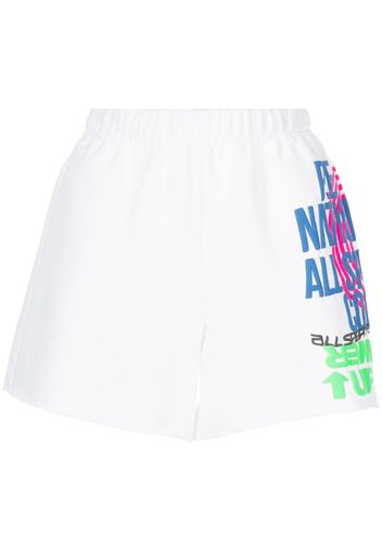 P.E Nation slogan-print elasticated-waist shorts - Weiß