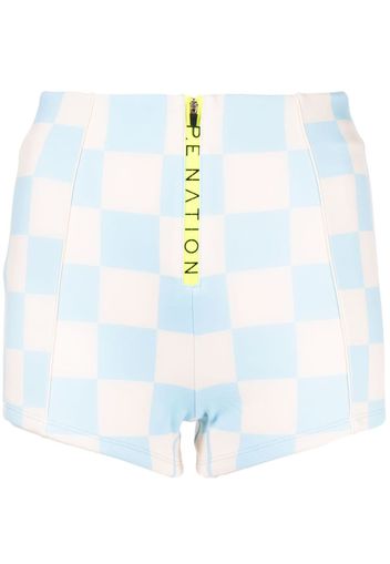 P.E Nation Karierte Escalade Shorts - Blau