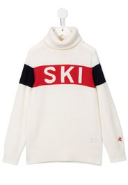 Perfect Moment Kids Rollkragenpullover mit Ski-Print - Weiß