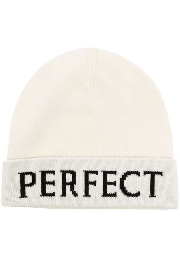 Perfect Moment logo-intarsia merino wool beanie - Weiß