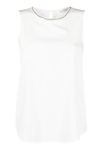 Peserico beaded-trim sleeveless blouse - Weiß