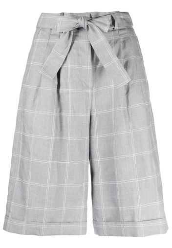 Peserico checked belted cotton shorts - Grau