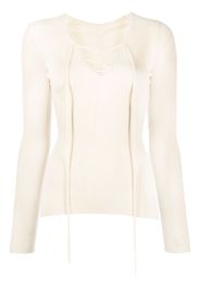 Petar Petrov tie-front long-sleeve top - Nude