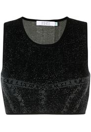PH5 Lillian denim-print crop top - Schwarz