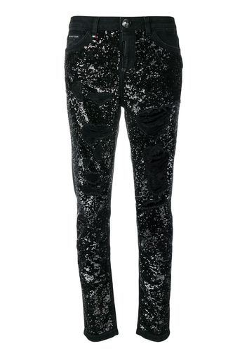 Philipp Plein Boyfriend-Jeans mit Pailletten - Schwarz