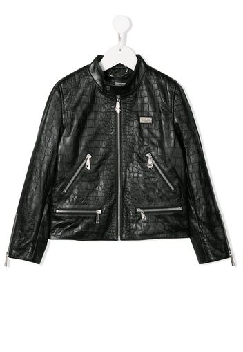 Philipp Plein Junior 'Statement Moto' Lederjacke - Schwarz