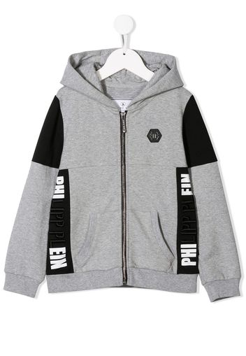 Philipp Plein Junior Kapuzenjacke mit Logo - Grau