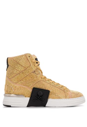 Philipp Plein High-Top-Sneakers mit Nieten - Gold