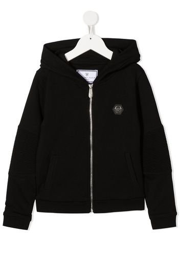 Philipp Plein Junior Kapuzenjacke mit Logo-Print - Schwarz