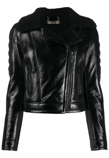 Philipp Plein Jacke mit Shearling-Besatz - Schwarz