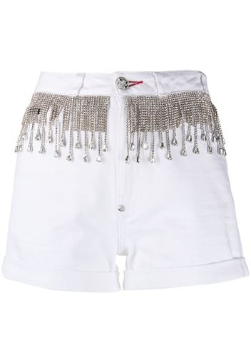 Philipp Plein Jeansshorts mit Kristallen - Weiß