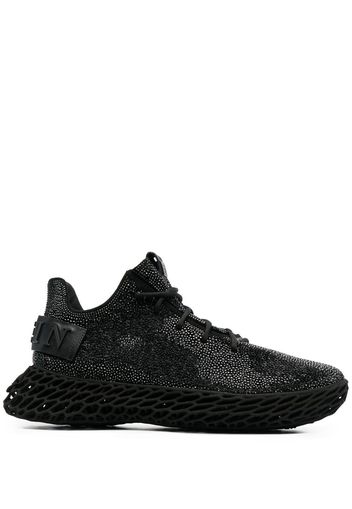 Philipp Plein Skeleton Caviar Sneakers mit Strass - Schwarz