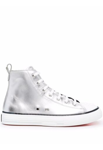 Philipp Plein High-Top-Sneakers im Metallic-Look - Silber