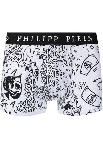 Philipp Plein Shorts mit Graffiti-Muster - Weiß
