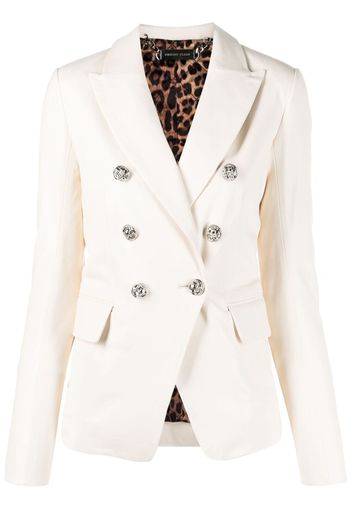 Philipp Plein Doppelreihiger Lederblazer - Nude