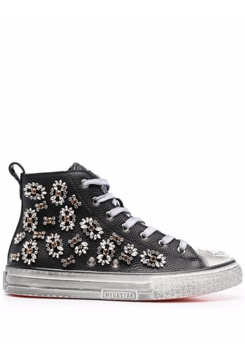 Philipp Plein High-Top-Sneakers mit Kristallen - Schwarz